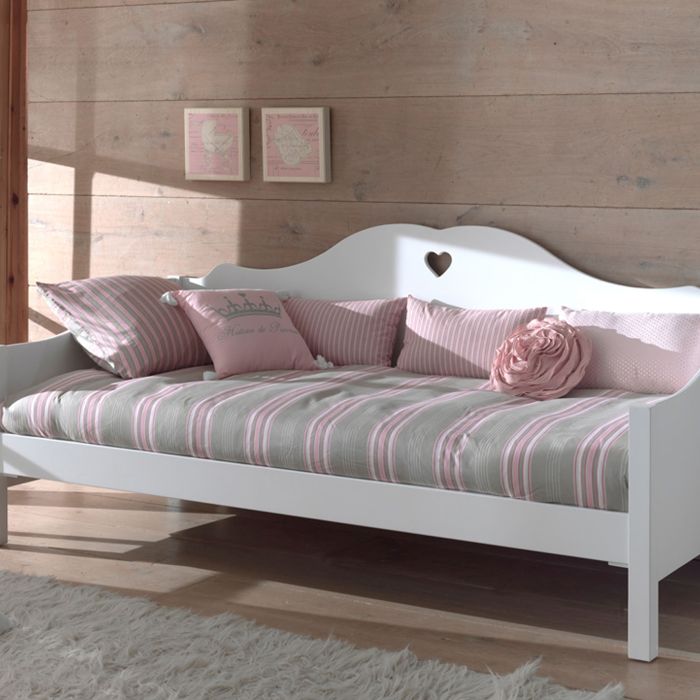 Lit Canapé Enfant en Bois Blanc 90x200 