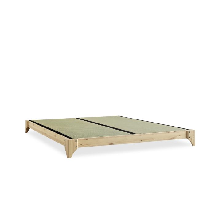 Lit en pin massif naturel avec sommier 180x200 + tatami (Lit)