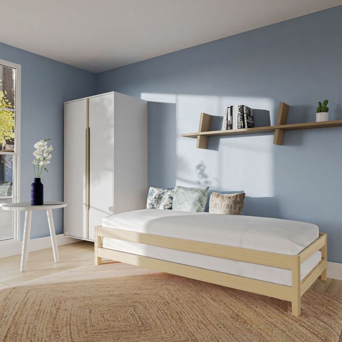 2 Lits empilables en bois massif naturel 