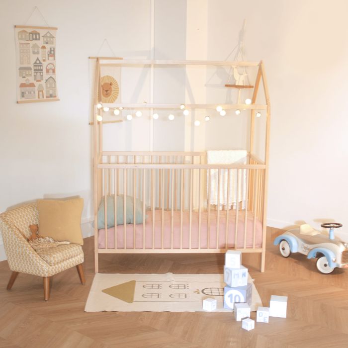 Lit bébé cabane évolutif en bois massif 60x120