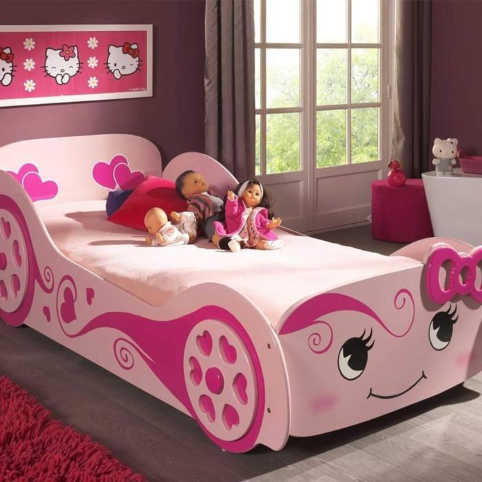 Lit enfant voiture Fille Love 90x200