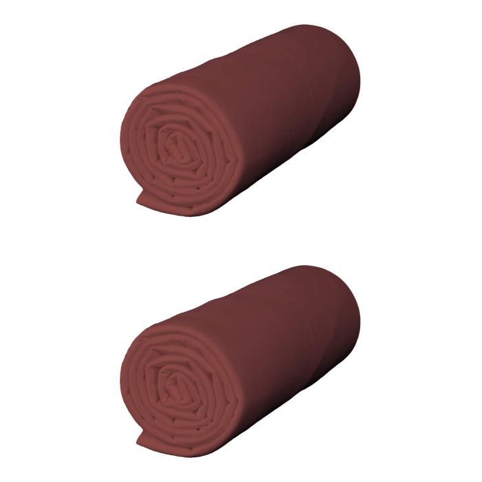 Lot de 2 draps housses jersey terre de sienne bonnet 30 cm