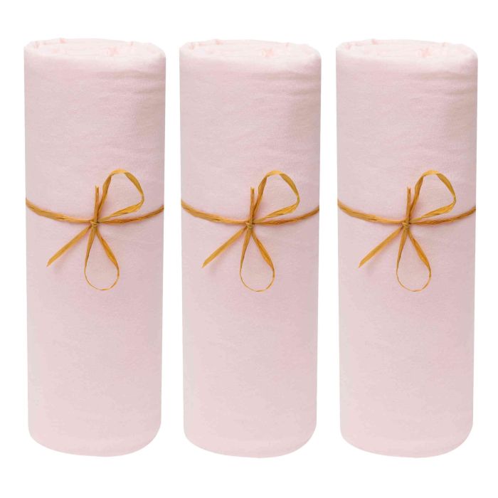 Lot de 3 draps housses bébé jersey bio rose poudré