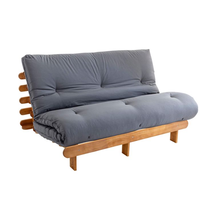 Ensemble matelas futon en coton et structure en bois massif naturel