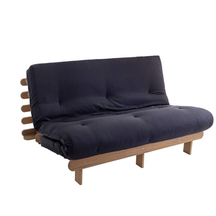 Ensemble matelas futon en coton et structure en bois massif taupe