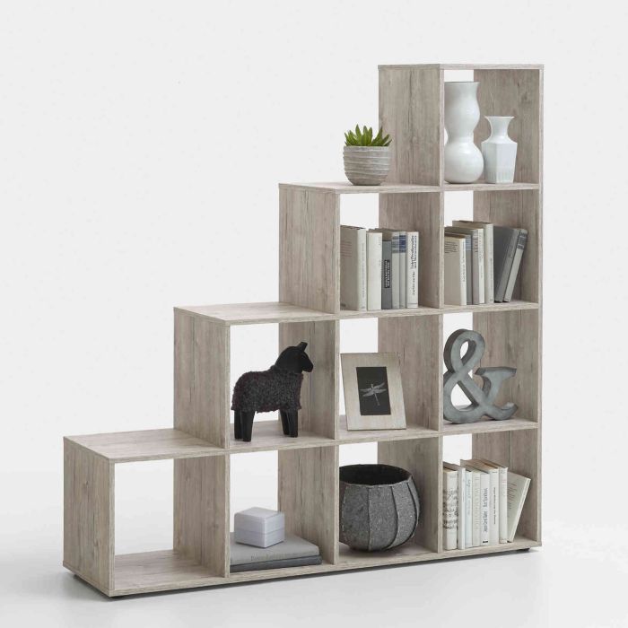 Bibliothèque escalier 10 cases en bois - BI13009