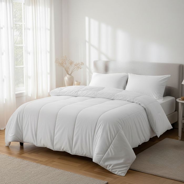 Pack couette tempérée mi-saison et oreiller anti-acariens 