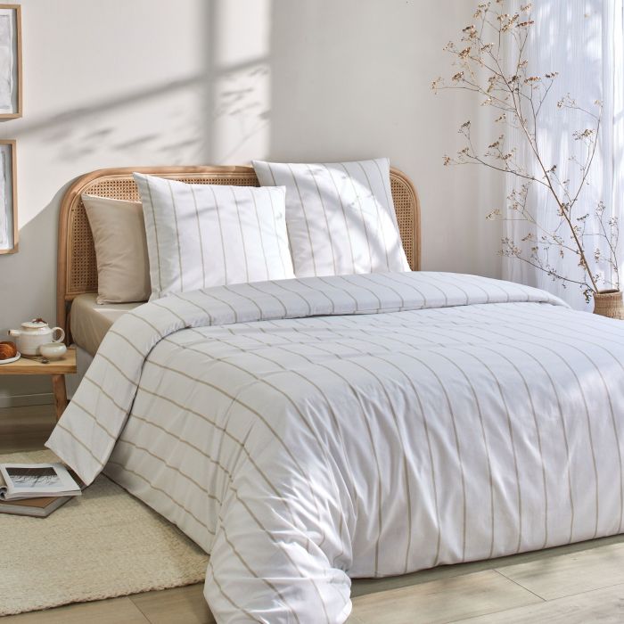 Parure de lit coton rayures 