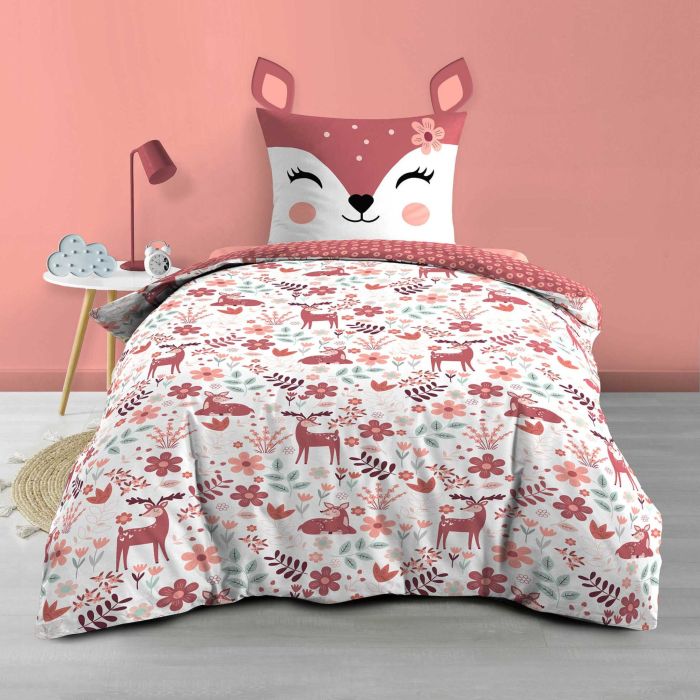 Parure de lit enfant avec motif biche Douceur d'Intérieur Parure de lit enfant avec motif biche Douceur d'Intérieur