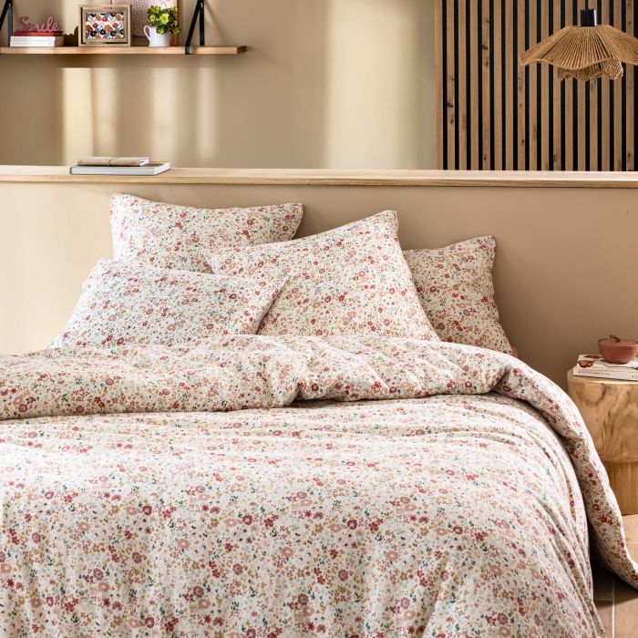 Housse de couette gaze de coton floral Terre de Nuit ambiance