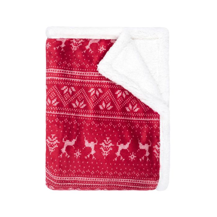 Plaid polaire doux esprit Noël cerf 130x170 cm