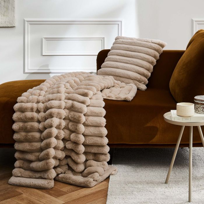 Plaid chaud relief fourrure Boudoir Douceur d'Intérieur marron