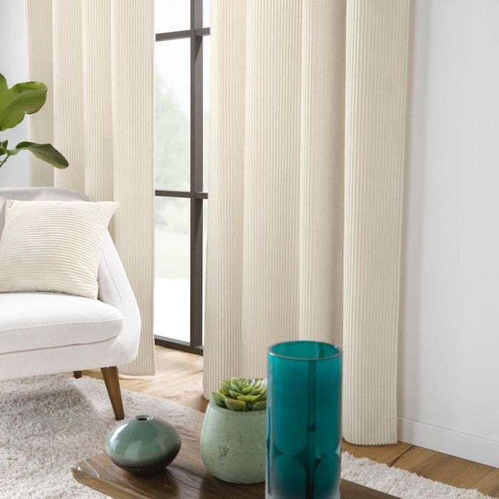 Rideau doux relief flanelle 140x260 naturel rayures