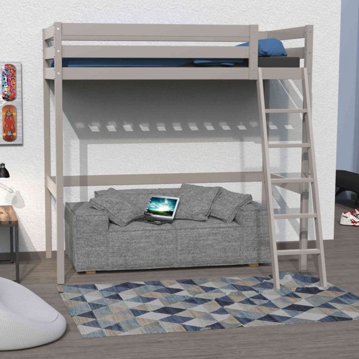 Lit mezzanine en bois massif gris - LT14036 Lit mezzanine en bois massif gris - LT14036