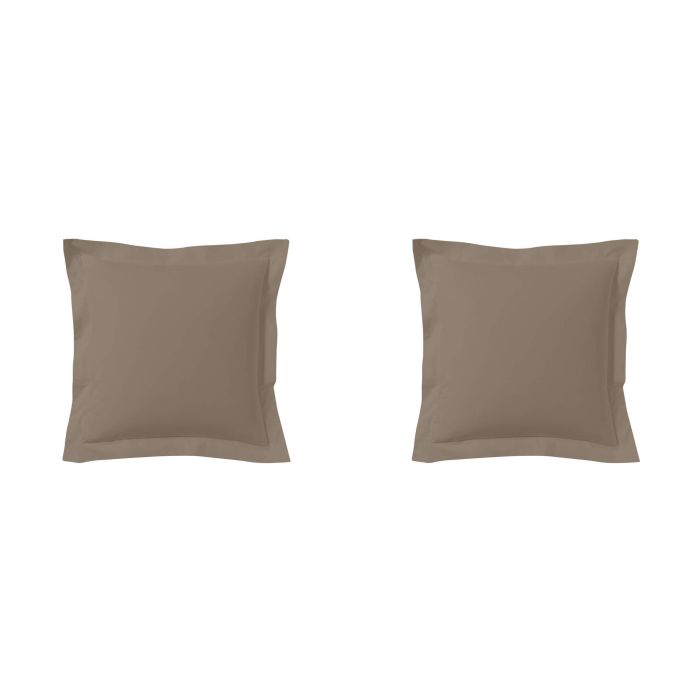 Lot de 2 taies d'oreillers taupe 100% coton biologique Lot de 2 taies d'oreillers taupe 100% coton biologique