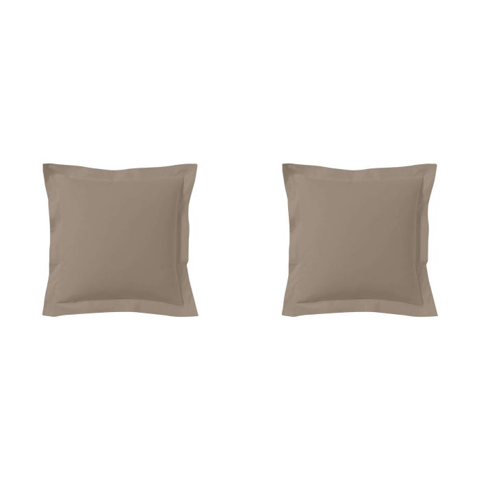 Lot de 2 taies d'oreillers biscuit 100% coton