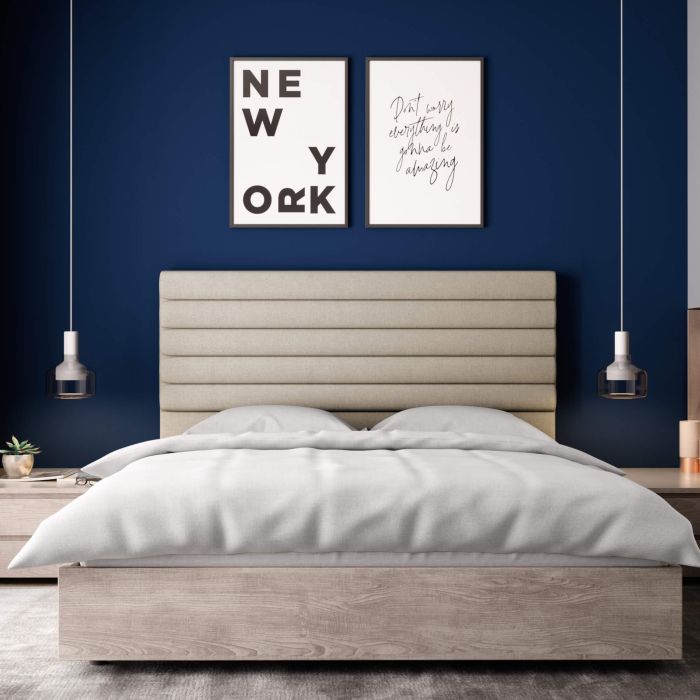 Tête de lit déco tissu aspect bombé beige