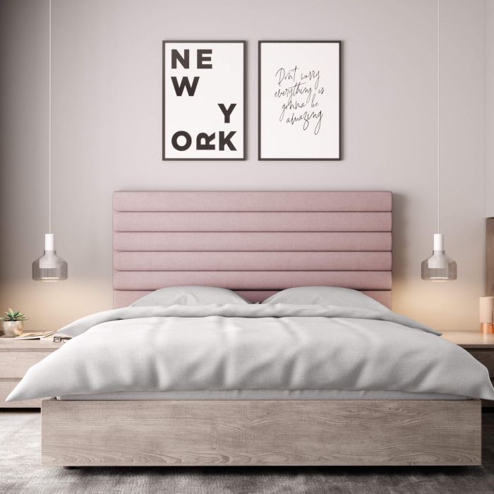 Tête de lit déco tissu aspect bombé vieux rose