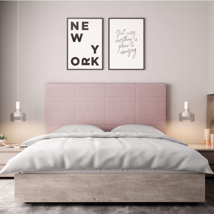 Tête de lit déco aspect quadrillé vieux rose Tête de lit déco aspect quadrillé vieux rose