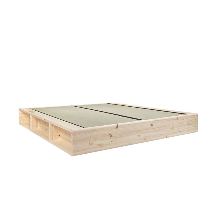Lit en pin massif naturel avec multiples rangements + tatami