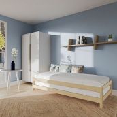 2 Lits empilables en bois massif naturel