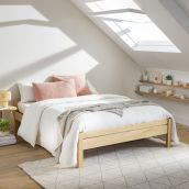 Lit adulte en pin massif avec pieds carrés - LT17020