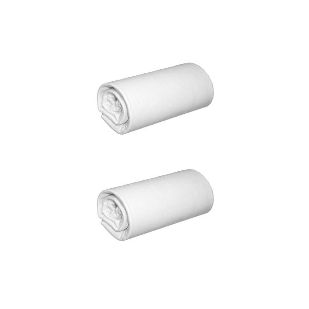 Lot de 2 draps housse jersey blanc bonnet 40 cm