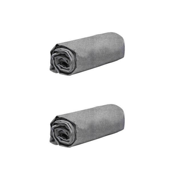 Pack 2 draps housses jersey gris chiné bonnet 30 cm