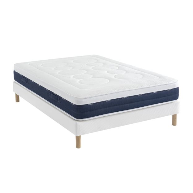 Ensemble matelas ressorts et mémoire de forme, sommier Constellation et pieds Rêve 600 - SOMEO