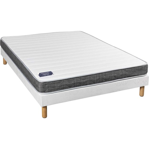 Ensemble matelas couchage latex Aisance + sommier + pieds 140x190 (fond blanc)