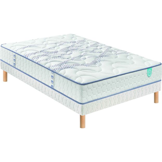 Ensemble Merinos matelas mimic ressorts + sommier + pieds 140x190 (fond blanc)