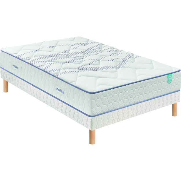 Ensemble Merinos matelas urban trip ressorts + sommier + pieds 140x190 (fond blanc)
