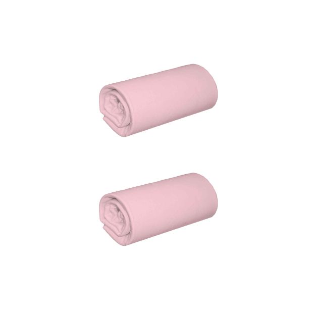 Lot de 2 draps housse jersey rose thé bonnet 40 cm