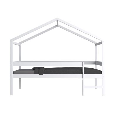 Lit cabane enfant bois blanc laqué 90x190 - LT14054