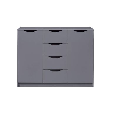 Commode 2 portes et 4 tiroirs en bois gris anthracite - CO12099