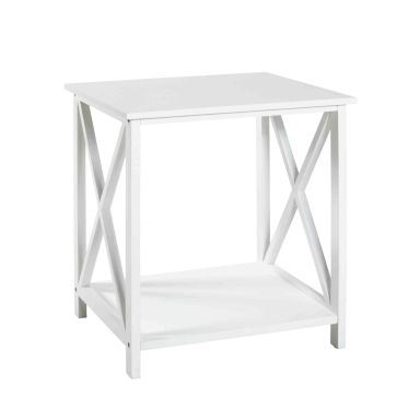 Table de chevet en bois laqué blanc - CH15013