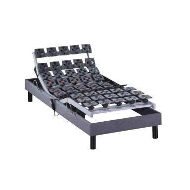 Sommier électrique de relaxation tout plots tissu gris clair