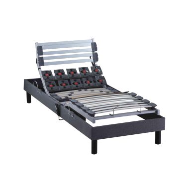 Sommier électrique de relaxation lattes + plots tissu anthracite