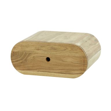 Chevet oval en bois massif naturel 1 tiroir - CH18051