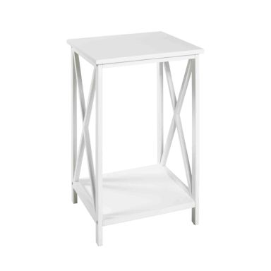 Table de chevet en bois laqué blanc - CH15004