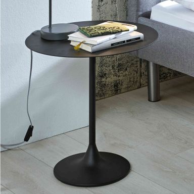 Table de chevet avec plateau en métal noir - CH15046