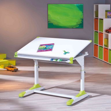 Bureau enfant à plan inclinable en bois blanc - BU12061