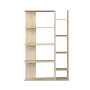 Bibliothèque 6 étagères 4 cases en bois imitation chêne clair - BI9046