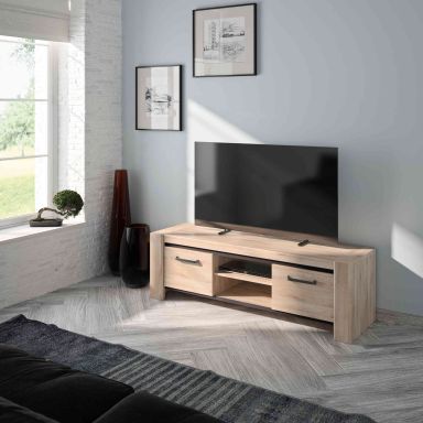 Meuble TV en bois imitation chêne kronberg clair - TV1005