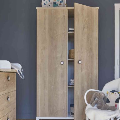 Armoire 2 portes en bois imitation chêne blond - AR5043-1