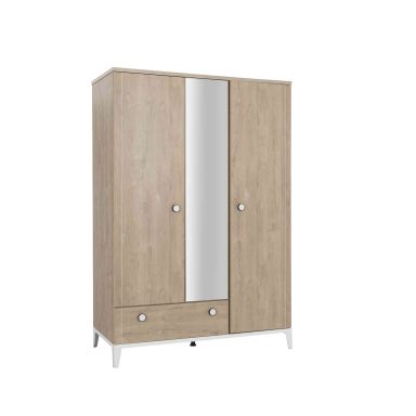 Armoire 3 portes 1 tiroir en bois imitation chêne blond - AR5043-2