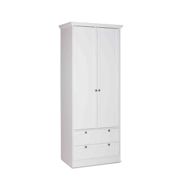 Armoire 2 portes 2 tiroirs en bois coloris blanc - AR7012