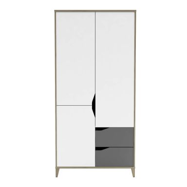 Armoire enfant 2 portes 2 tiroirs en bois blanc - AR210