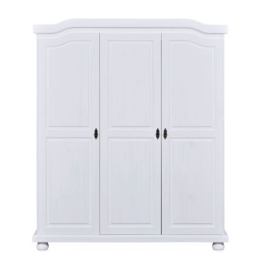 Armoire 3 portes en bois massif blanc laqué - AR12024