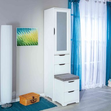 Armoire 1 porte blanche en pin massif - AR12110